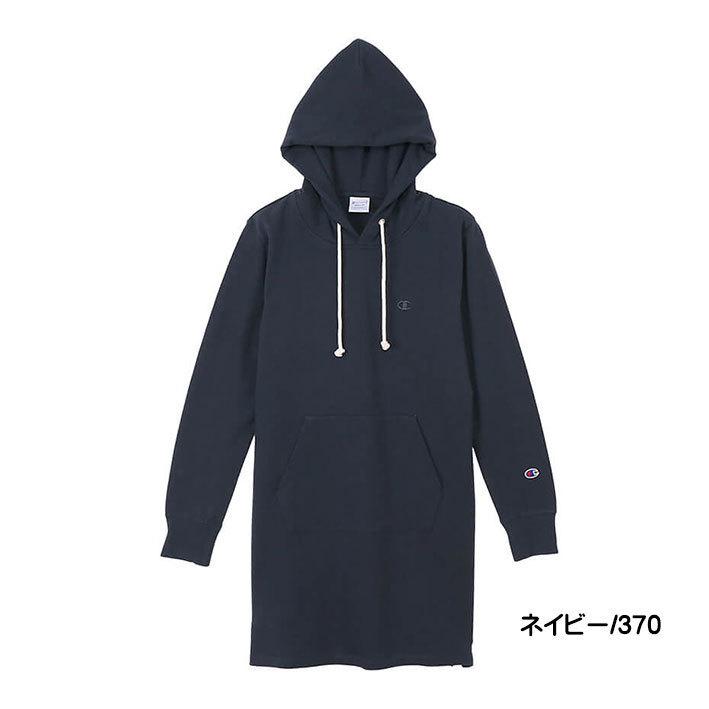 Champion チャンピオン レディース フーデッドスウェットシャツ ロングパーカー フード ワンピース ワンポイント 無地 UV CUT CW-U109｜sanshin｜11