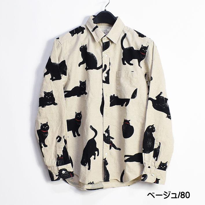 CIAO ciao チャオ 長袖シャツ 黒猫 COTTON LINEN PRINT SHIRTS CIAO ciao チャオ 長袖シャツ 黒猫 COTTON LINEN PRINT SHIRTS