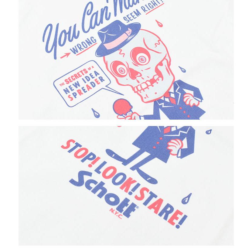 Schott N.Y.C（ショット） セール！ Schott 半袖Tシャツ SKULL MOTIF