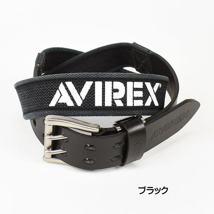 新品、本物、当店在庫だから安心】 AVIREX アビレックス ダブルピン レザー x コットン コンビネーションベルト ミリタリー 日本製 革ベルト  長さ調節可 AX4204