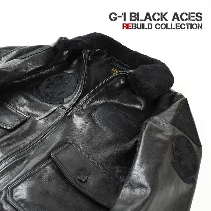 AVIREX アビレックス REBUILD COLLECTION G-1 BLACK ACES レザージャケット リビルド 革ジャン ミリタリー フライトジャケット メンズ 6121040 7832250005｜sanshin｜03