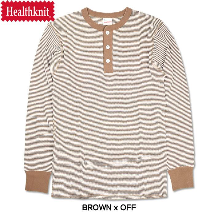 【綺麗】ヘルスニット healthknit 長袖 ヘンリーネック ワッフル XL Healthknit（ヘルスニット） ワッフル 長袖 ヘンリーネックTシャツ