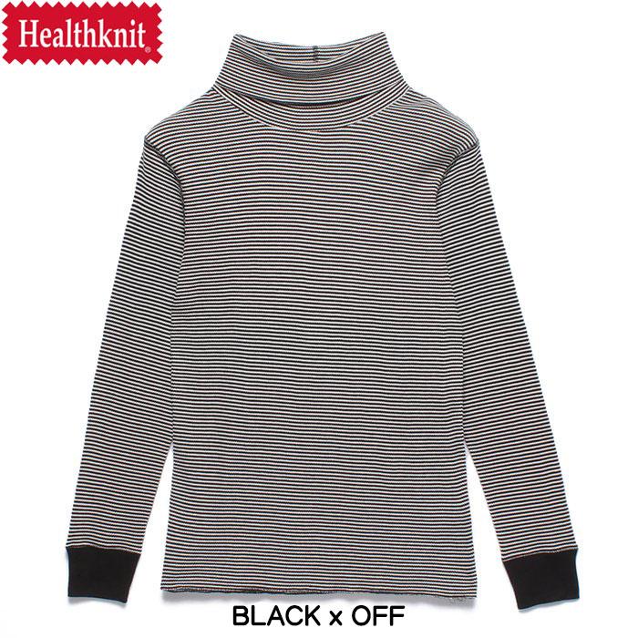 Healthknit（ヘルスニット） ワッフル 長袖 タートルネックTシャツ
