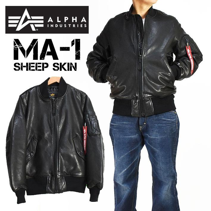 Alpha Industries ALPHA アルファ レザー MA-1 MA1 SHEEP SKIN Alpha Industries ALPHA アルファ レザー MA-1 MA1 SHEEP SKIN