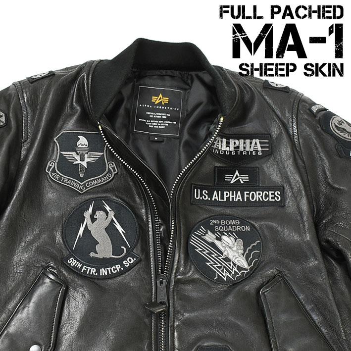 Alpha Industries ALPHA アルファ フルパッチ レザー MA-1 MA1 Alpha Industries ALPHA アルファ フルパッチ レザー MA-1 MA1