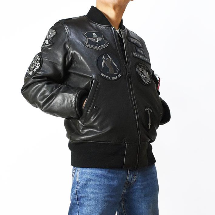 Alpha Industries ALPHA アルファ フルパッチ レザー MA-1 MA1 Alpha Industries ALPHA アルファ フルパッチ レザー MA-1 MA1