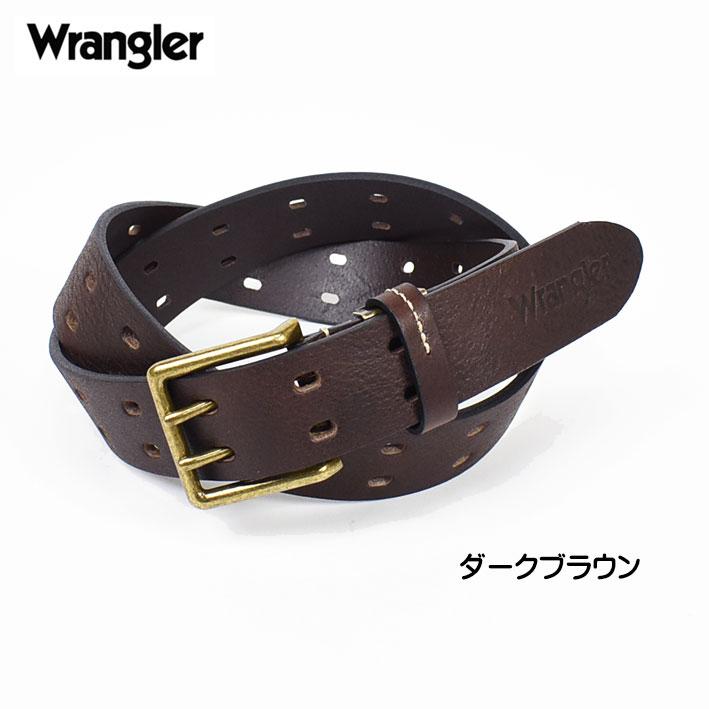 Wrangler ラングラー ダブルピン レザーベルト メンズ