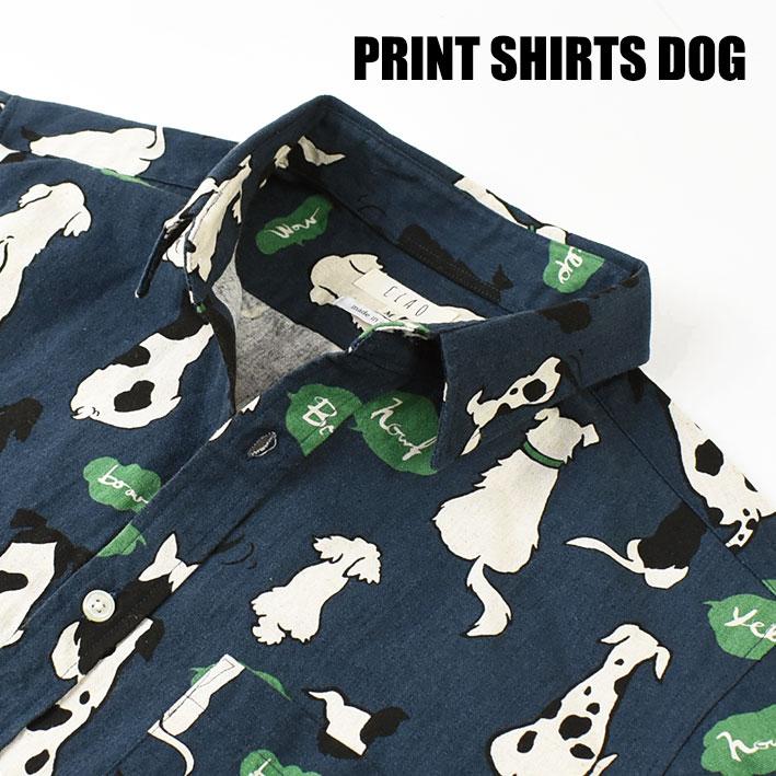 CIAO（チャオ） 長袖シャツ イヌ COTTON LINEN PRINT SHIRTS DOG