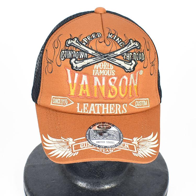 VANSON（バンソン） 刺繍 メッシュキャップ CROSS BONE 帽子 メンズ