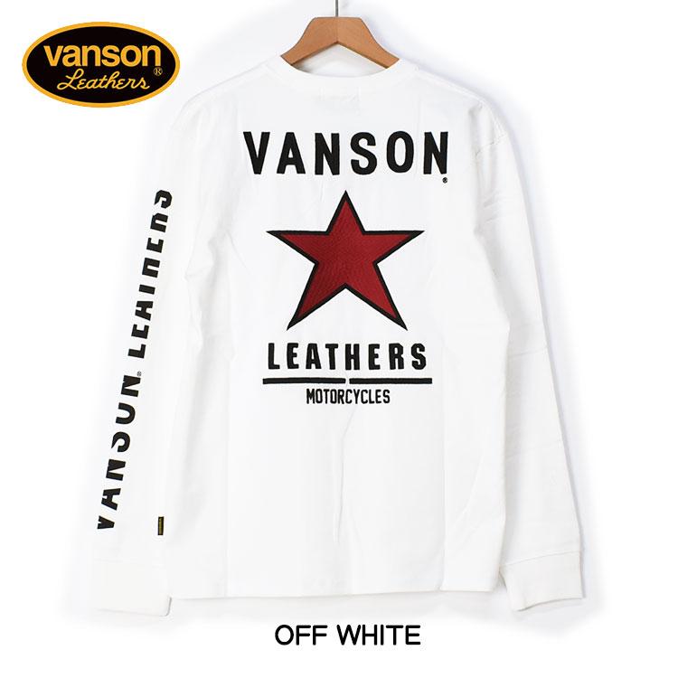 VANSON（バンソン） 長袖Tシャツ ONE STAR ワンスター 刺繍 Tシャツ 
