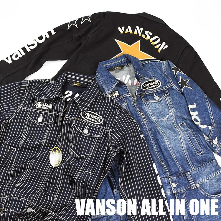 VANSON バンソン デニム オールインワン ALL IN ONE カバーオール ツナギ ワンスター 刺繍 メンズ NVAO-2401｜sanshin｜06