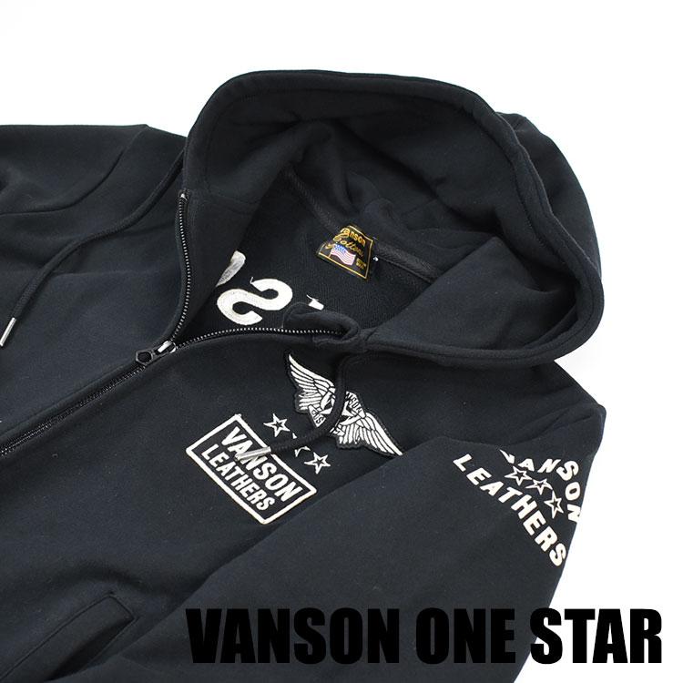 VANSON バンソン フルジップパーカー ONE STAR ワンスター 刺繍 VANSON バンソン フルジップパーカー ONE STAR ワンスター 刺繍
