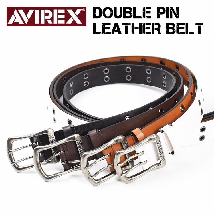 AVIREX アビレックス ダブルピン レザーベルト ミリタリー 日本 AVIREX アビレックス ダブルピン レザーベルト ミリタリー 日本