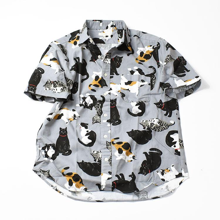 ちゃちゃ CIAO ciao チャオ 半袖シャツ 猫 COTTON PRINT SHIRTS CAT