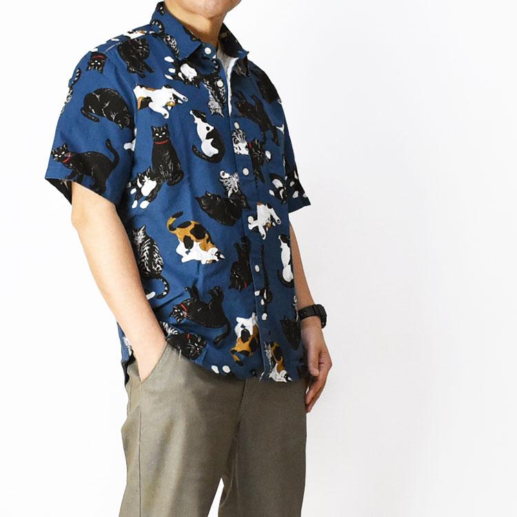 CIAO（チャオ） 半袖シャツ 猫 COTTON PRINT SHIRTS CAT メンズ ねこ