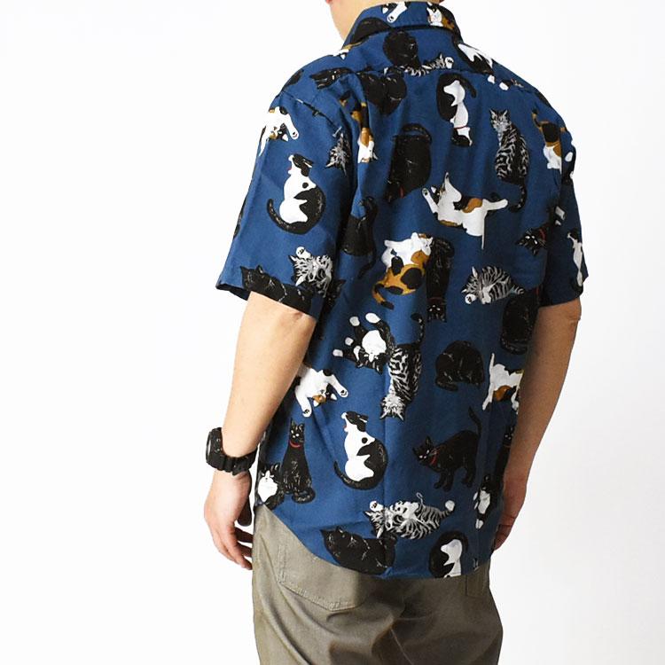 CIAO（チャオ） 半袖シャツ 猫 COTTON PRINT SHIRTS CAT メンズ ねこ