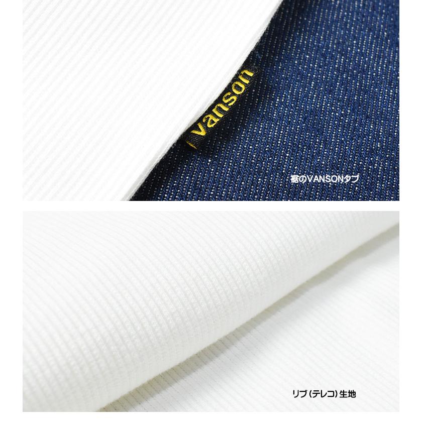VANSON（バンソン） テレコ Vネック 半袖Tシャツ ONE POINT ワン