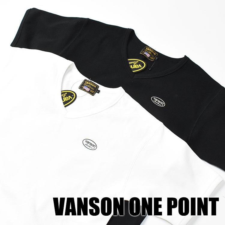 VANSON（バンソン） テレコ Vネック 半袖Tシャツ ONE POINT ワン