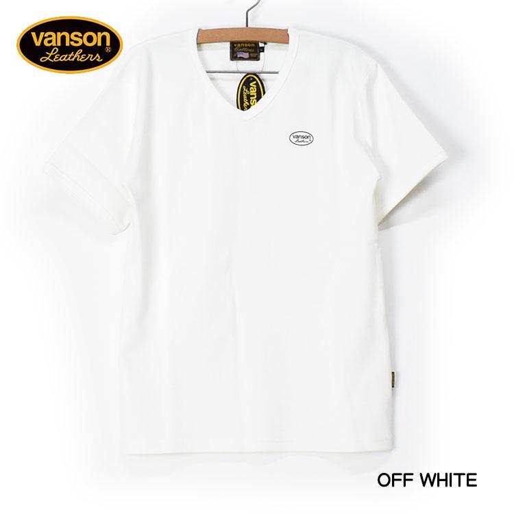 VANSON（バンソン） テレコ Vネック 半袖Tシャツ ONE POINT ワン