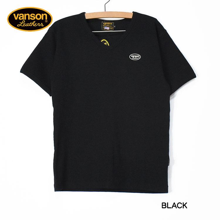 VANSON（バンソン） テレコ Vネック 半袖Tシャツ ONE POINT ワン