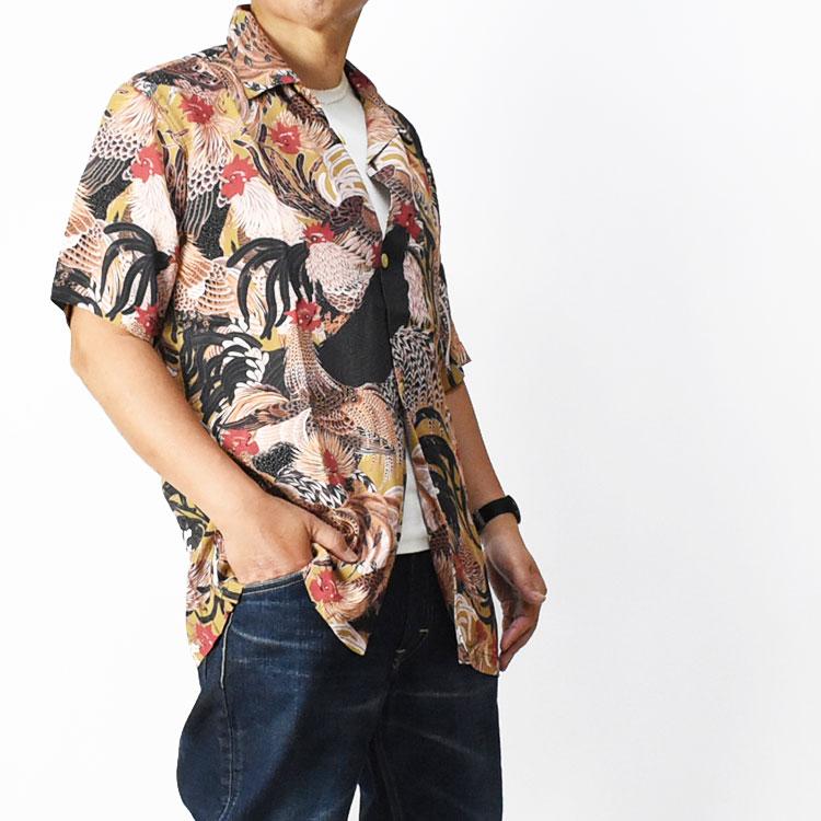 HOUSTON（ヒューストン） アロハシャツ 群鶏図 伊藤若冲 ALOHA SHIRTS