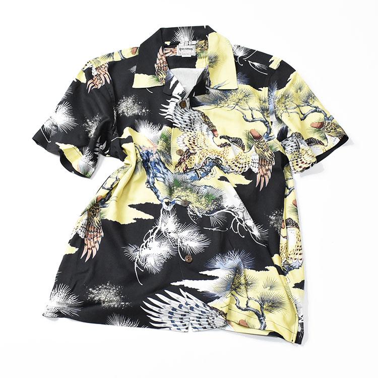 美品 日本製 ヒューストン 41024 鷹 タカ ハワイアン アロハ シャツ L 美品 日本製 ヒューストン 41024 鷹 タカ ハワイアン アロハ