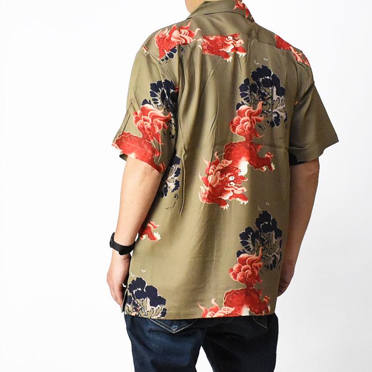 よ*。様 HOUSTON アロハシャツ 紅葉と鹿 日本製レーヨンアロハシャツ「紅葉」 HOUSTON 41166 ヒューストン 和柄