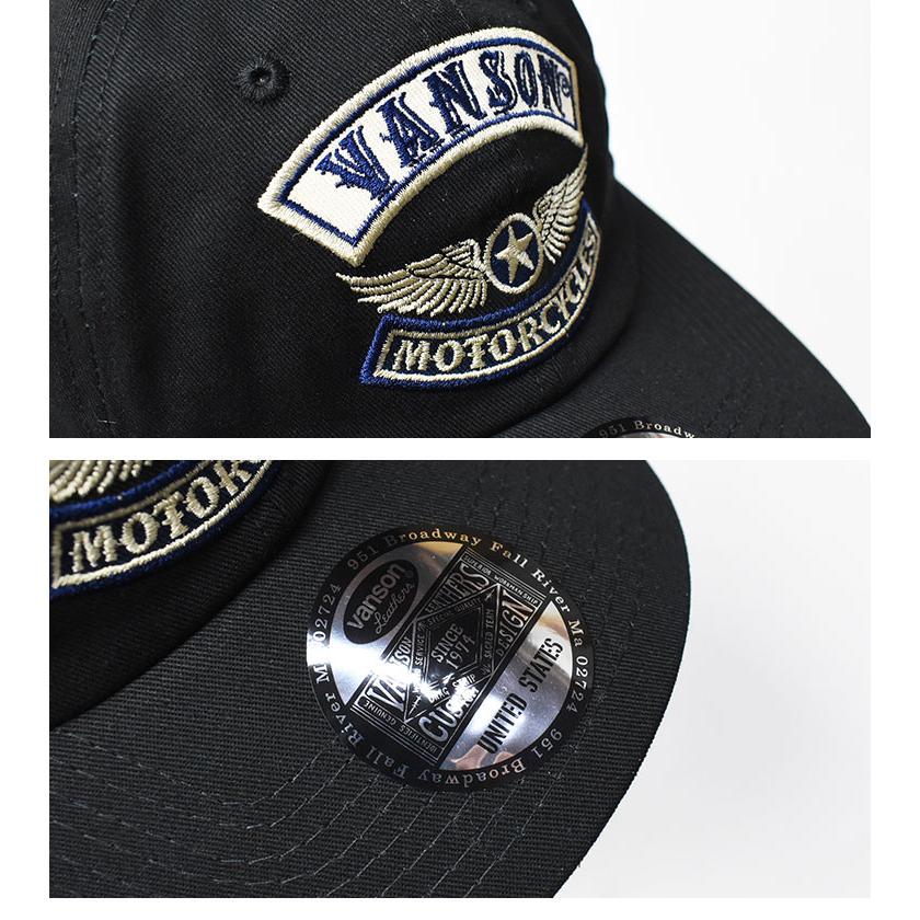 VANSON（バンソン） 刺繍 ツイルキャップ MOTORCYCLES 帽子 メンズ