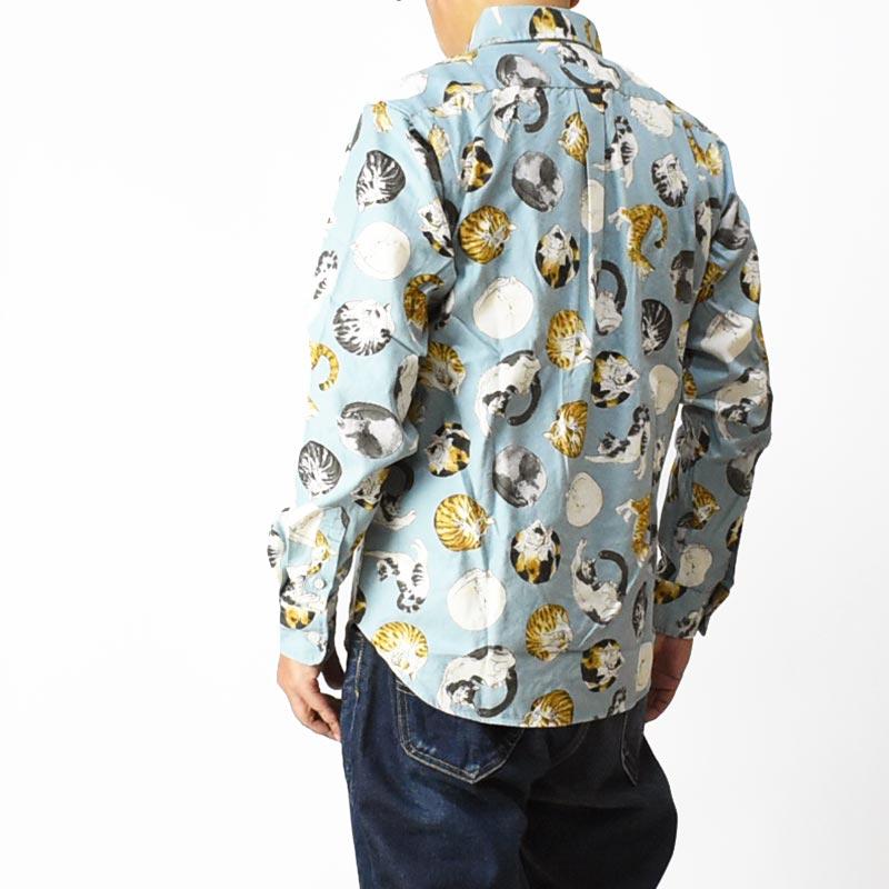 CIAO（チャオ） 長袖シャツ 猫 メンズ COTTON PRINT SHIRTS CAT ねこ