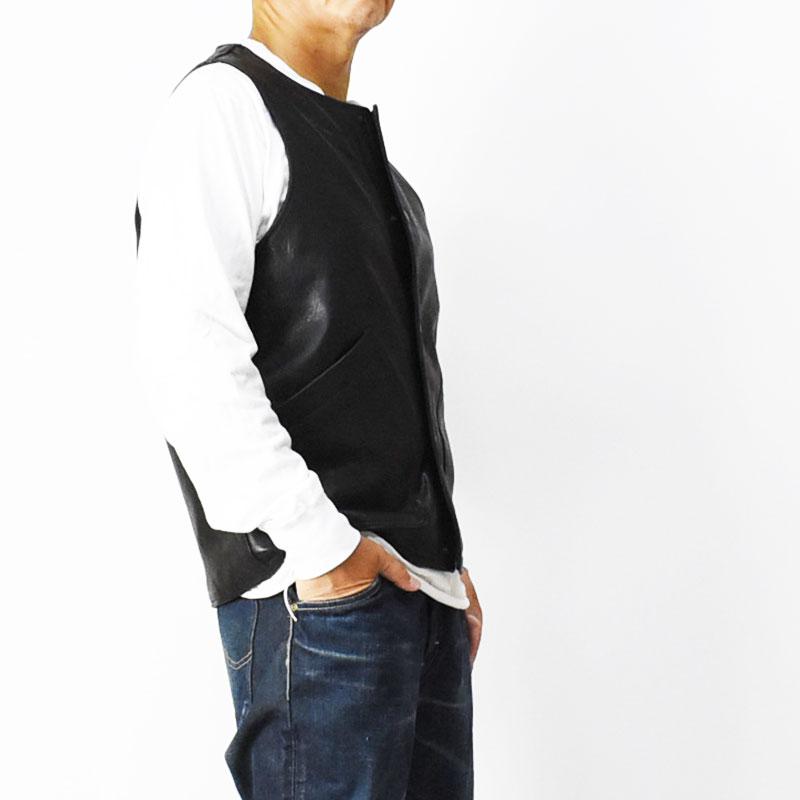 HOUSTON ヒューストン LAMB LEATHER VEST ラムレザー ベスト HOUSTON ヒューストン LAMB LEATHER VEST ラムレザー ベスト