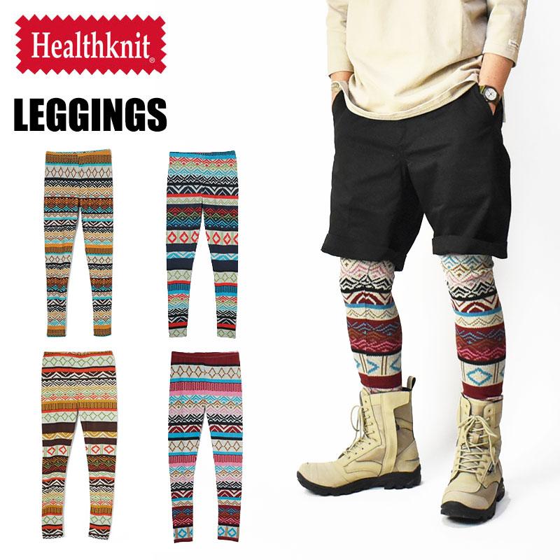 Healthknit（ヘルスニット） レギンス 幾何学模様 ネイティブ柄 メンズ