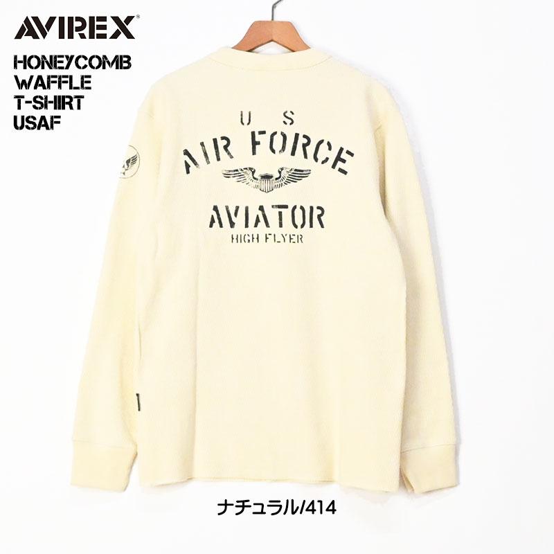 Avirex ホワイト Mサイズ スカシャツ AVIREX アヴィレックス ヴァ―シティー ロゴ Tシャツ 刺繍 長袖