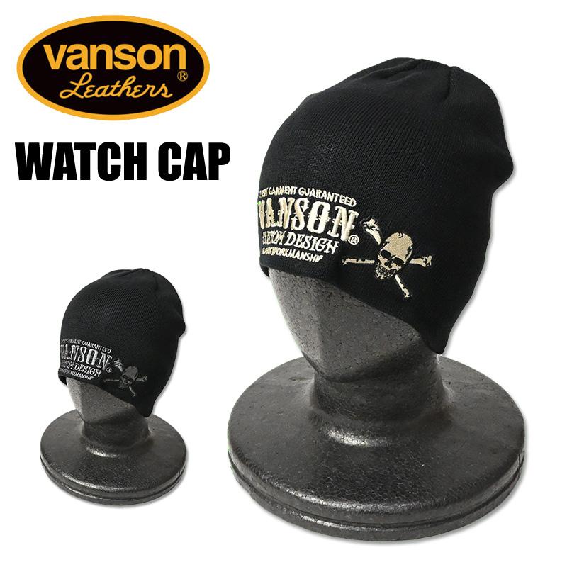 VANSON（バンソン） コットン ワッチキャップ クロスボーンスカル 帽子