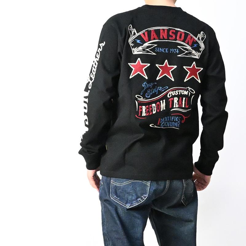 VANSON（バンソン） 長袖 Tシャツ TRIPLE STARS スター 星 ロゴ