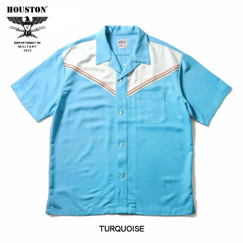 (新品/希少品) HOUSTON半袖ボーリングシャツ刺繍！ HOUSTON（ヒューストン） ボーリングシャツ TIGER 刺繍 半袖シャツ