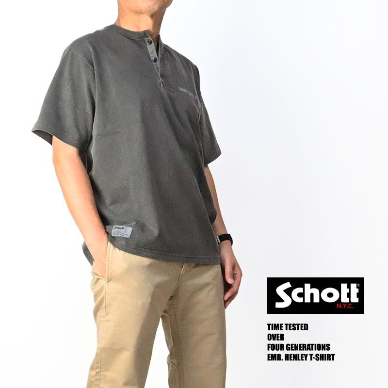 Schott N.Y.C（ショット） Schott 半袖 ヘンリーネックTシャツ TIME