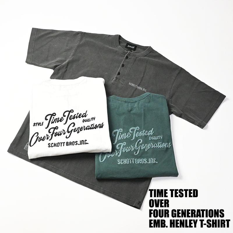 Schott N.Y.C（ショット） Schott 半袖 ヘンリーネックTシャツ TIME