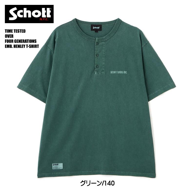 Schott N.Y.C（ショット） Schott 半袖 ヘンリーネックTシャツ TIME