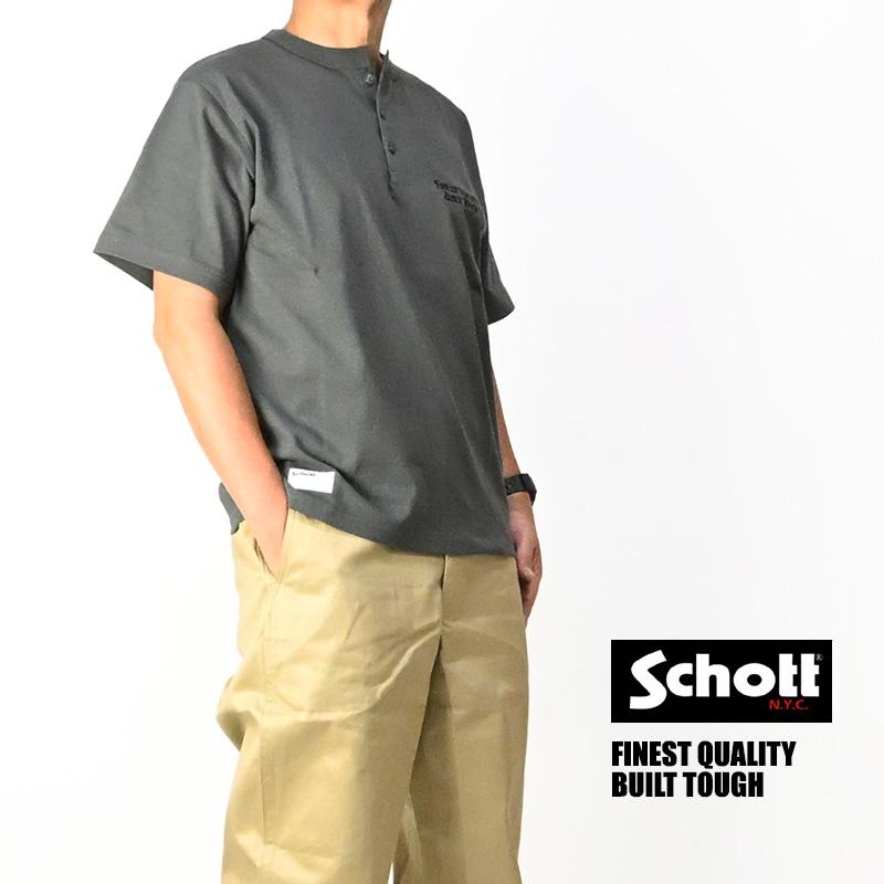 Schott N.Y.C（ショット） Schott 半袖 ヘンリーネックTシャツ FINEST