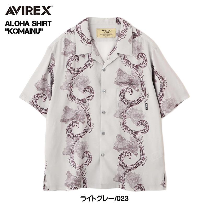 AVIREX 狛犬　和柄　アロハシャツ　開襟　オープンカラー　ネイビー　M AVIREX（アヴィレックス） アビレックス アロハシャツ KOMAINU 狛犬 和