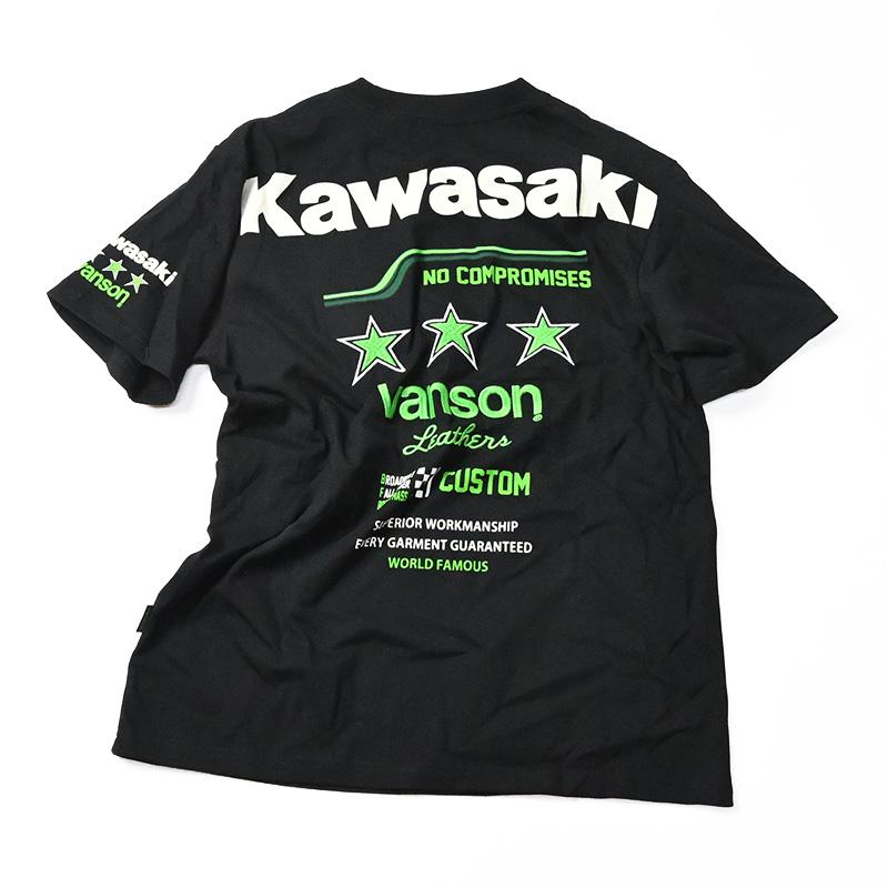 VANSON（バンソン） VANSON x KAWASAKI x カワサキ コラボ 半袖 T