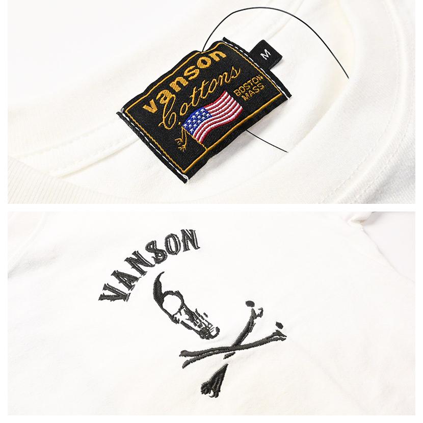 新品VANSON バンソン　ロゴ スカル 刺繍プリント 長袖Tシャツ　XXL VANSON（バンソン） 長袖Tシャツ SKULL スカル ロンT 刺繍 プリント
