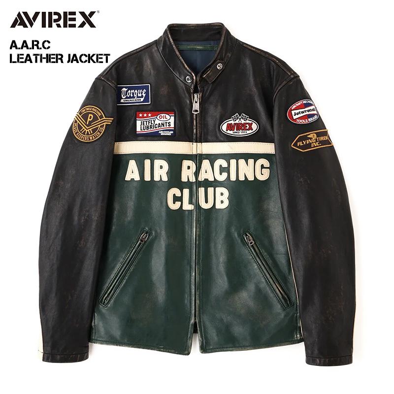 AVIREX シングルライダース ブラック×グリーン 83 本革 サイズM AVIREX（アヴィレックス） アビレックス レザー ジャケット A.A.R.C