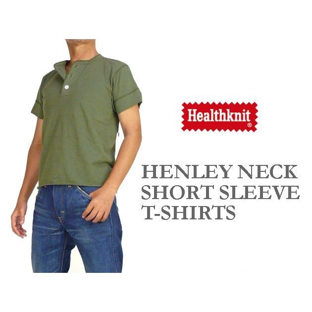 Healthknit（ヘルスニット） 半袖 ヘンリーネック Tシャツ 無地