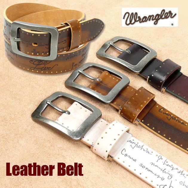 Wrangler ラングラー レザーベルト レーザー刻印 メンズ Wrangler ラングラー レザーベルト レーザー刻印 メンズ