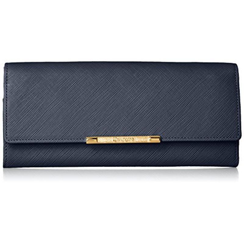 ユー バイ ウンガロ 長財布 アイガー 牛革 型押し ロゴ入りブローチ ボックス型小銭入れ付 ダブルボタン式 UULW6AT2 ネイビー