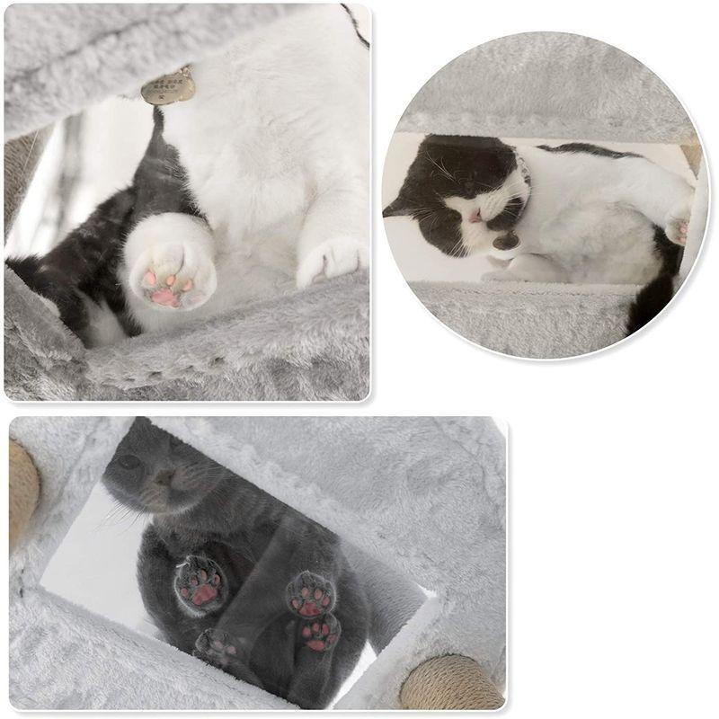 Mwpo 透明宇宙船 窓付きの透明ステップ 突っ張りタイプキャットタワー おうちで木登りタワー 多頭飼い 天然サイザル麻紐 爪とぎガリガリ 透明宇宙船 窓付きの透明ステップ 突っ張りタイプキャットタワー おうちで木登りタワー 多頭飼い 天然サイザル麻紐 爪とぎガリガリ