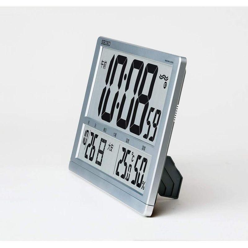 送料無料 セイコー クロック 掛け時計 置き時計 兼用 電波 デジタル カレンダー 六曜 温度 湿度 表示 大型 銀色 メタリック SQ433S SE 【1671173200】(9908円)