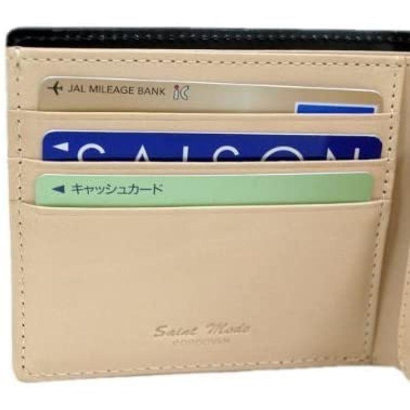Saint Mode（セイントモード）国産コードバン(馬尻革)×本ヌメ革財布(BOX型小銭入付二つ折財布） (ブルー) Mode セイントモード 国産コードバン 馬尻革 ×本ヌメ革財布 BOX型小銭入付二つ折財布 ブルー