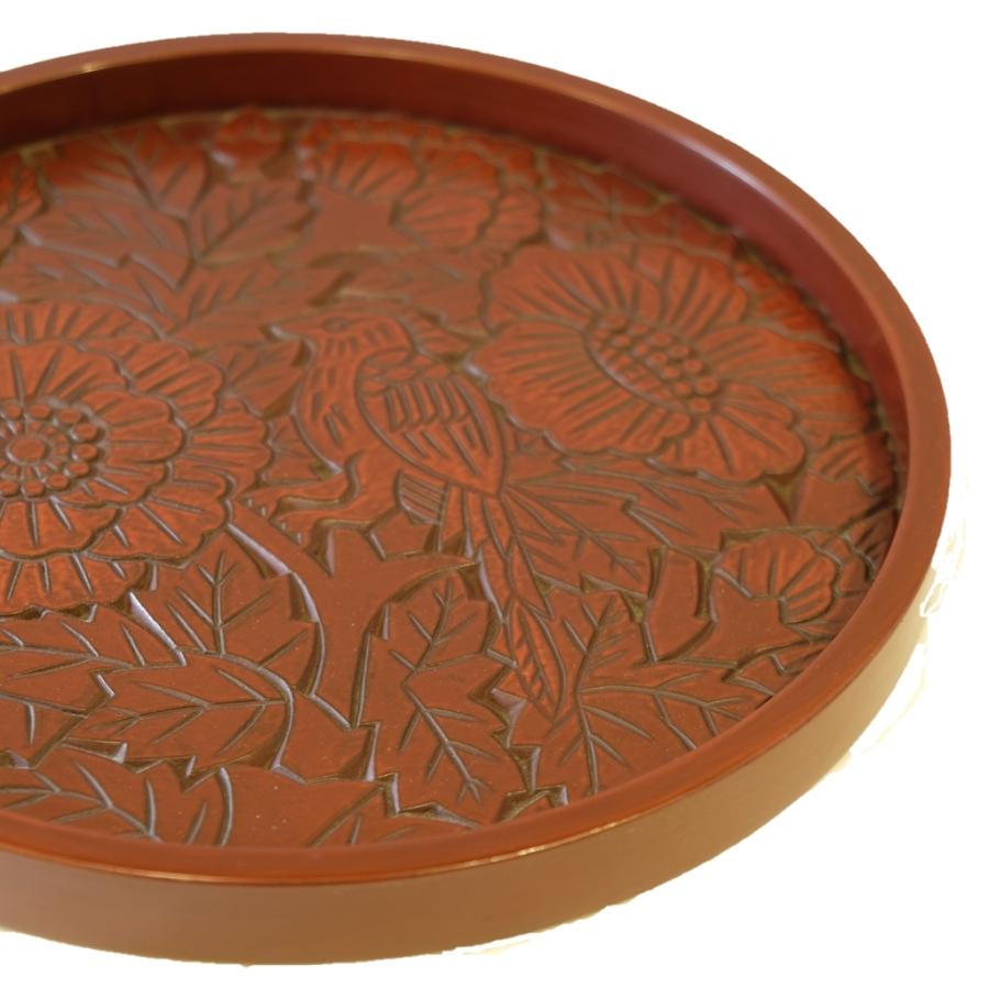 鎌倉彫　中国堆朱　お盆　木彫　工芸品　骨董品　美術品 鎌倉彫 中国堆朱 お盆 木彫 工芸品 骨董品 美術品 鎌倉彫【日本